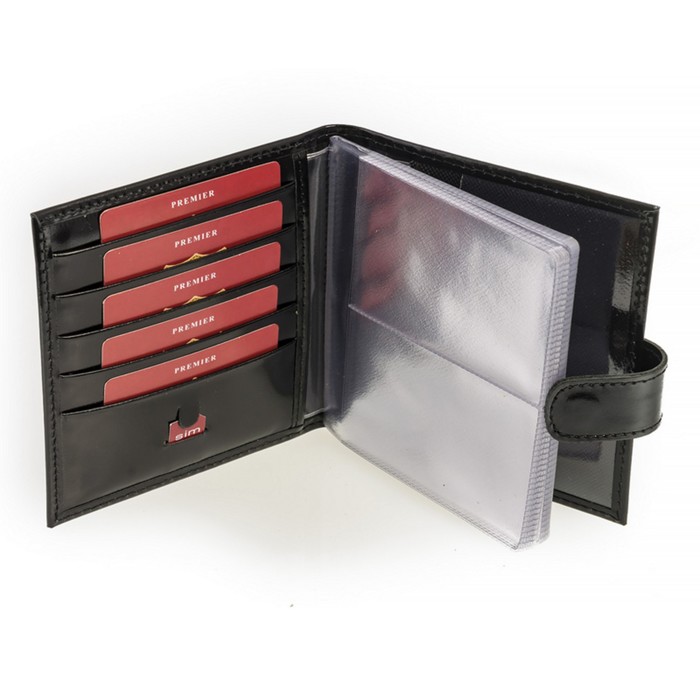 Визитница, 2 ряда, натуральная кожа, цвет чёрный