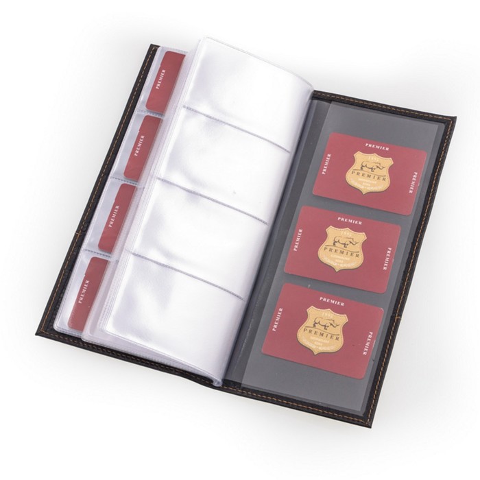 Визитница, 4 ряда, натуральная кожа, цвет чёрный