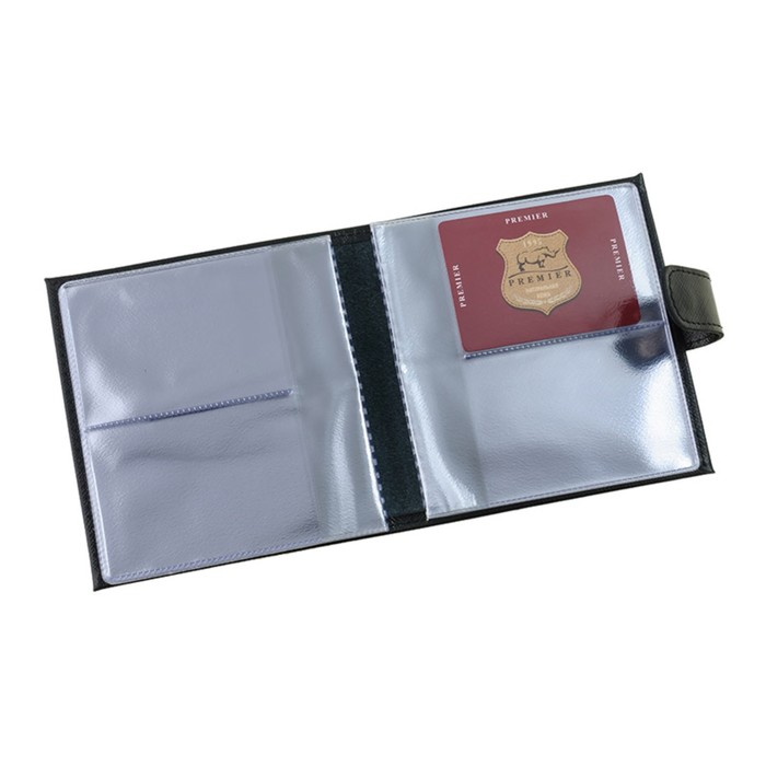 Визитница, 2 ряда, натуральная кожа, цвет чёрный