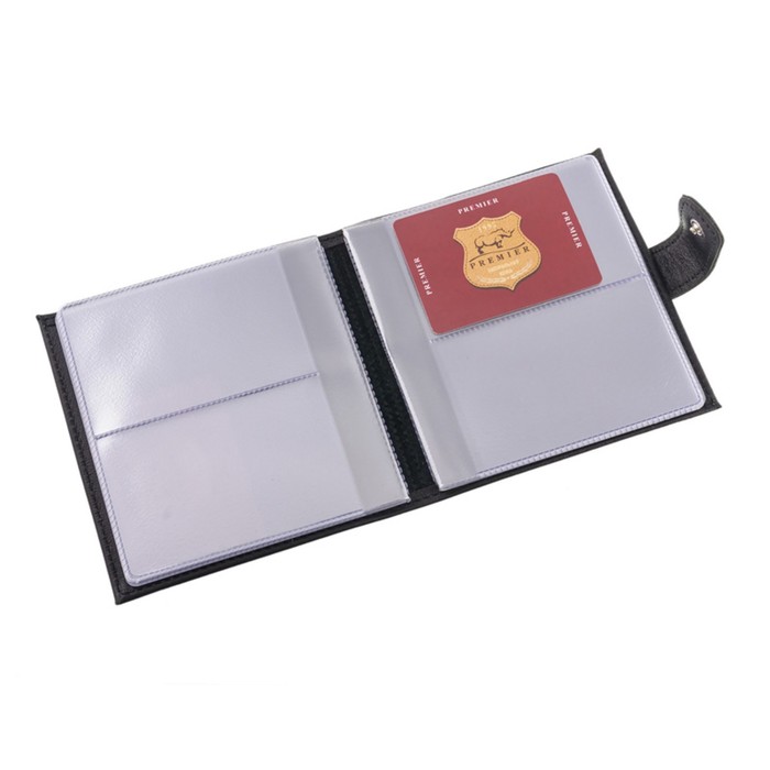 Визитница, 2 ряда, натуральная кожа, цвет чёрный