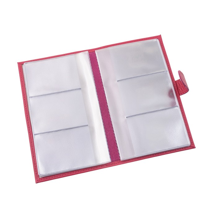 Визитница, 3 ряда, натуральная кожа, цвет малиновый