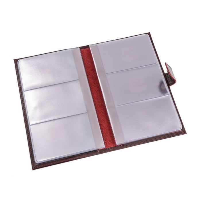 Визитница, 3 ряда, натуральная кожа, цвет бордо