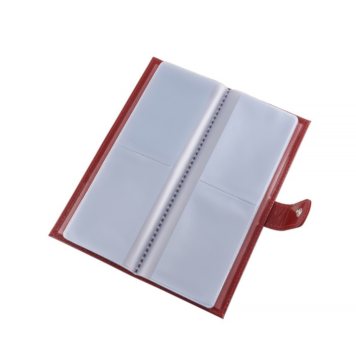 Визитница, 2 ряда, натуральная кожа, цвет красный