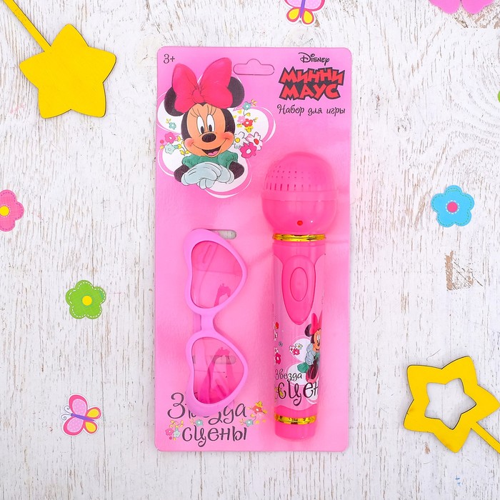 Набор для игры "Звезда сцены, Минни Маус": микрофон, очки, световые и звуковые эффекты