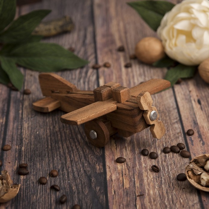 Игра дерево головоломка "Самолёт" 16х13,5х5 см