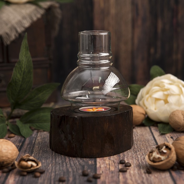 Подсвечник "Классика" дерево, стекло 15х12х12 см