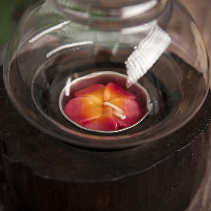 Подсвечник "Классика" дерево, стекло 15х12х12 см