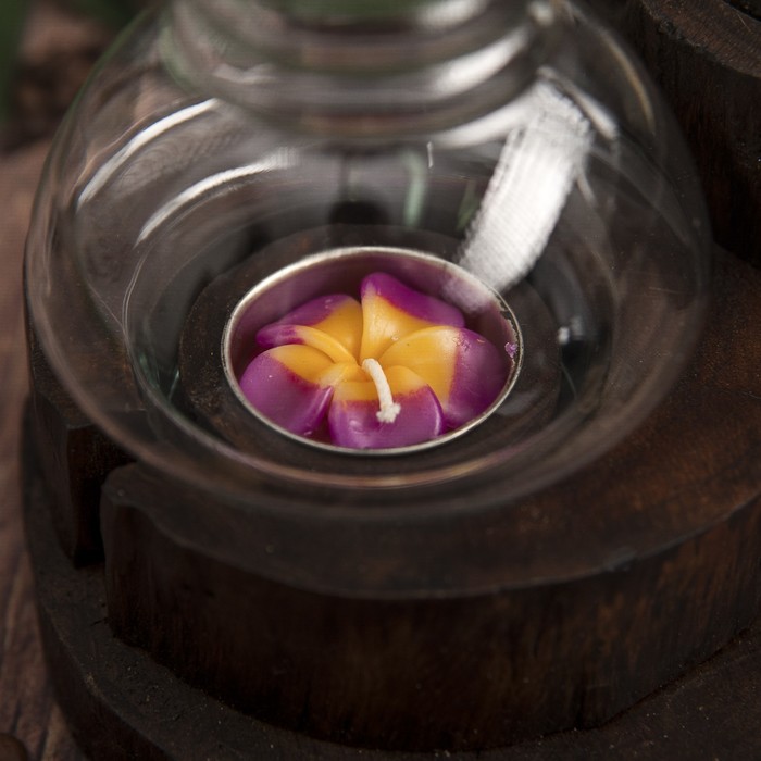 Подсвечник "Тройное счастье" дерево, стекло 26х20х22 см