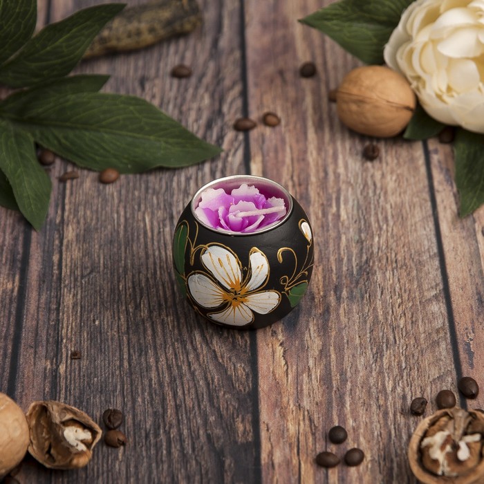 Подсвечник из мангового дерева "Цветок" 6х6х5 см