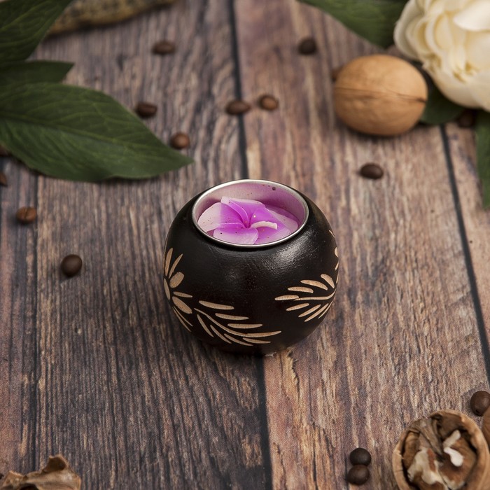 Подсвечник из мангового дерева "Цветочек" 6х6х5 см