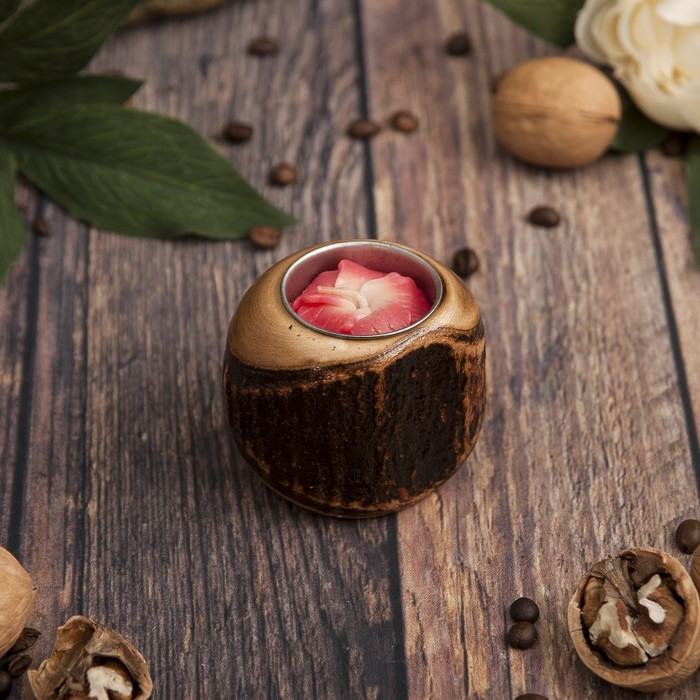 Подсвечник из мангового дерева "Счастье" 6х6х5 см