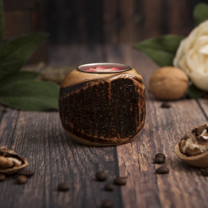 Подсвечник из мангового дерева "Счастье" 6х6х5 см