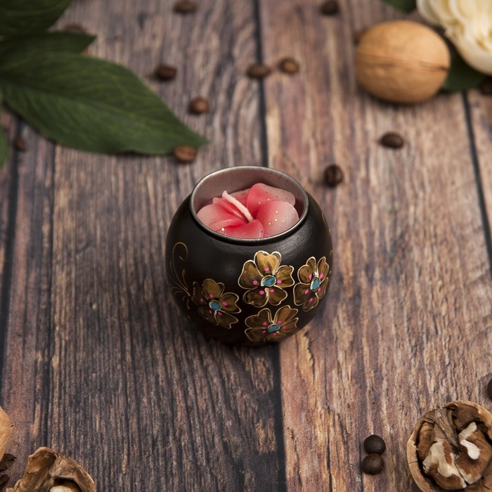 Подсвечник из мангового дерева "Соцветие" 6х6х5 см