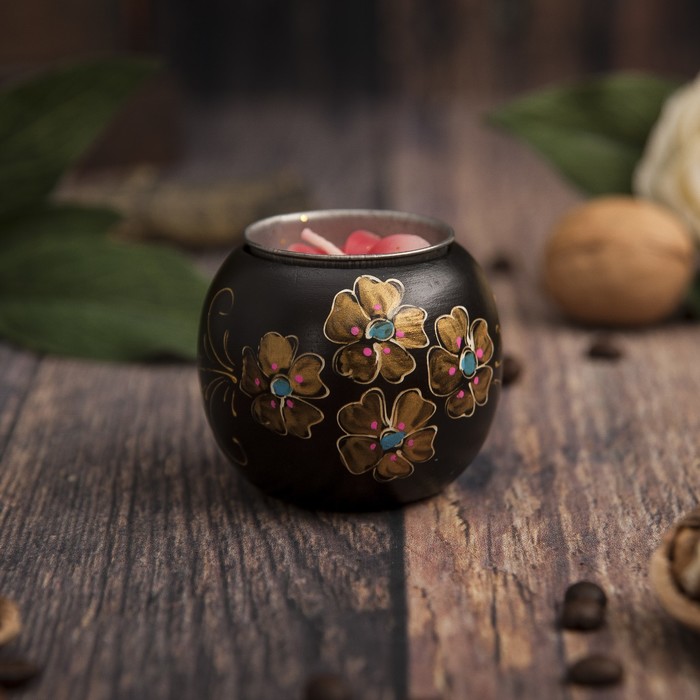 Подсвечник из мангового дерева "Соцветие" 6х6х5 см