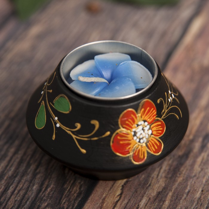 Подсвечник из мангового дерева "Цветок" 7,5х7,5х3,5