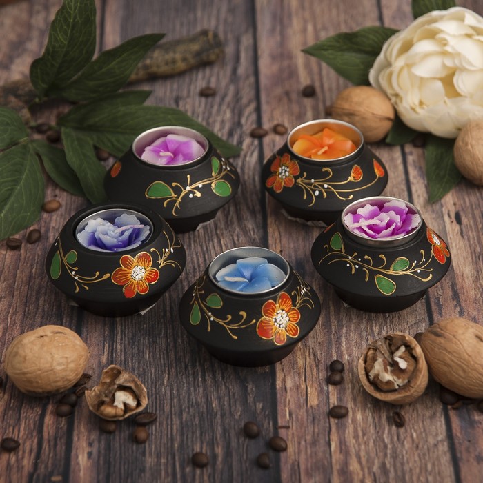 Подсвечник из мангового дерева "Цветок" 7,5х7,5х3,5