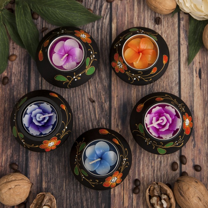 Подсвечник из мангового дерева "Цветок" 7,5х7,5х3,5