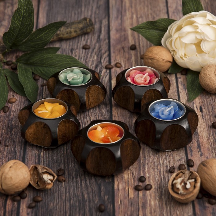 Подсвечник из мангового дерева "Мираж" 7,5х7,5х3,5