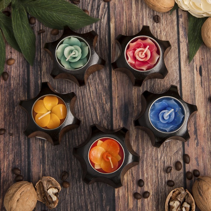 Подсвечник из мангового дерева "Мираж" 7,5х7,5х3,5