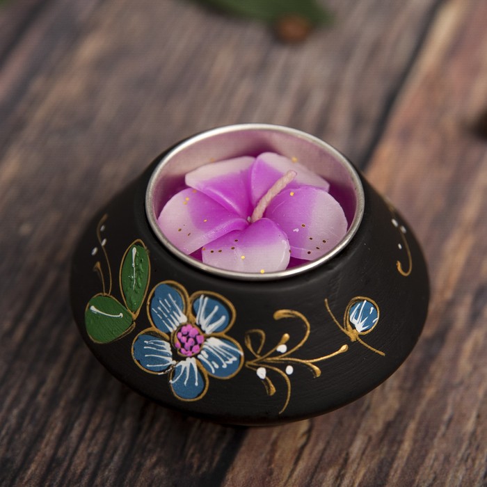 Подсвечник из мангового дерева "Талия" 7,5х7,5х3,5