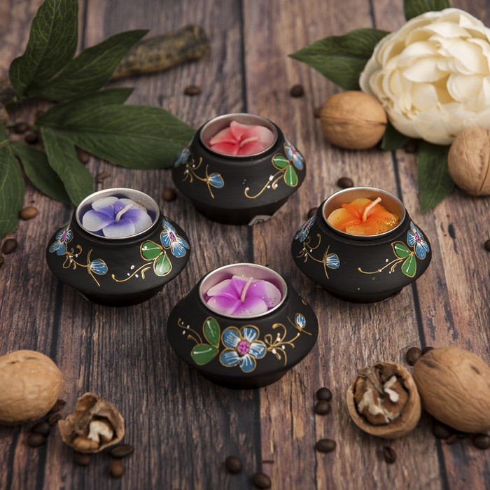 Подсвечник из мангового дерева "Талия" 7,5х7,5х3,5