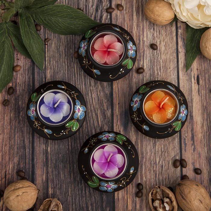 Подсвечник из мангового дерева "Талия" 7,5х7,5х3,5