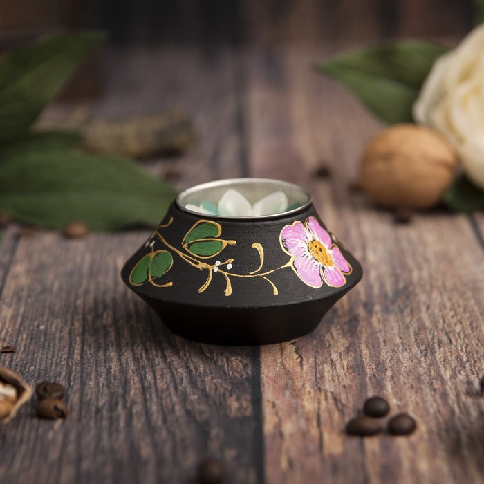 Подсвечник из мангового дерева "Сияние" 7,5х7,5х3,5