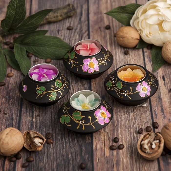 Подсвечник из мангового дерева "Сияние" 7,5х7,5х3,5