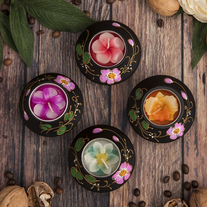 Подсвечник из мангового дерева "Сияние" 7,5х7,5х3,5