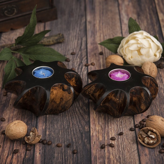 Подсвечник из мангового дерева "Мечта" 15х15х8 см