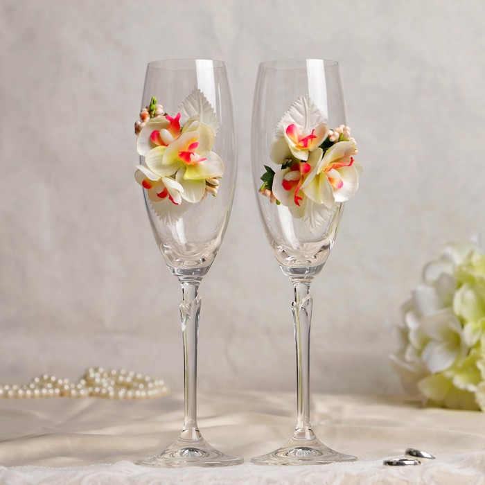 Бокалы хрустальные "Цветочная фантазия", сакура