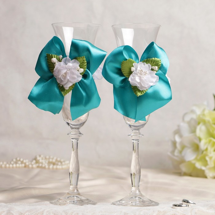 Бокалы хрустальные "Вдохновение", бирюзовые