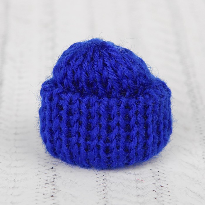 Шапка для игрушек вязаная, цвет синий