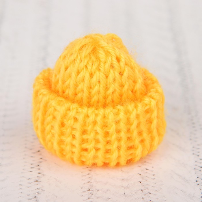 Шапка для игрушек вязаная, цвет жёлтый
