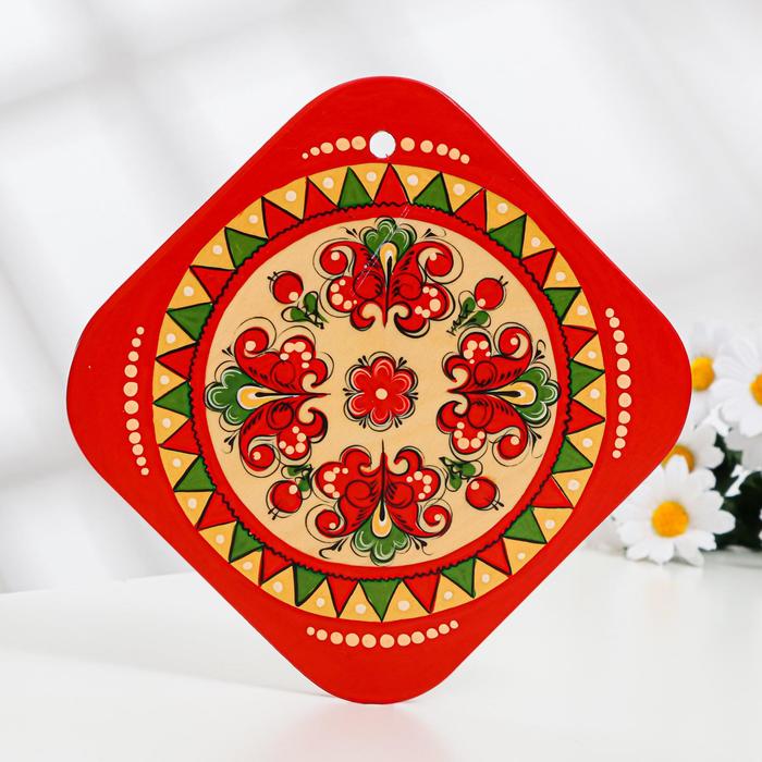 Подставка под горячее, 17×17 см, борецкая роспись