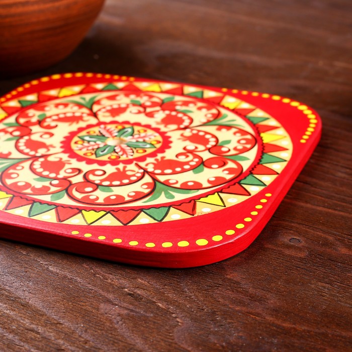 Подставка под горячее, 17×17 см, пучужская роспись