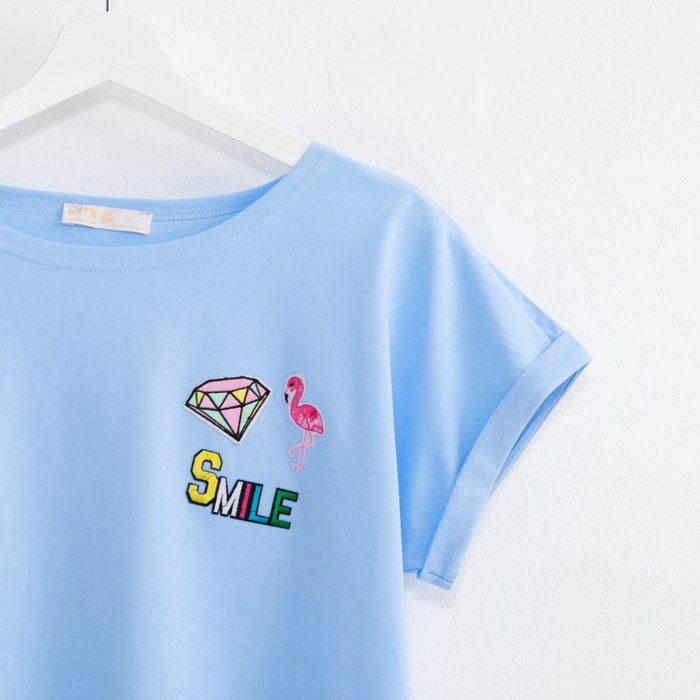 Футболка женская KAFTAN "Smile", р-р 40-42, голубой