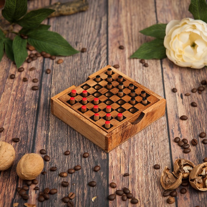 Игра дерево "Шашки" 11,5х11,5х3,5 см