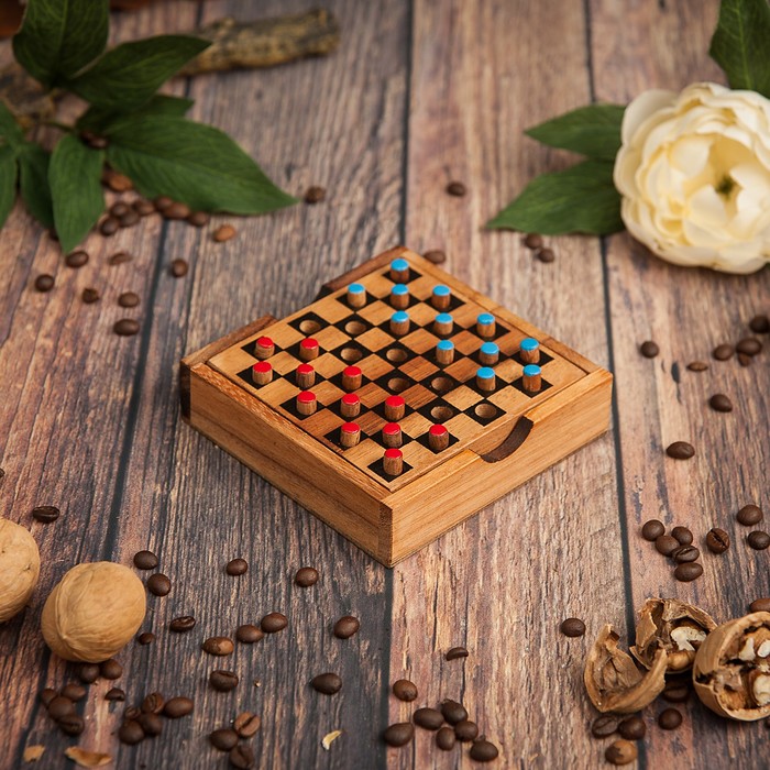 Игра дерево "Шашки" 11,5х11,5х3,5 см