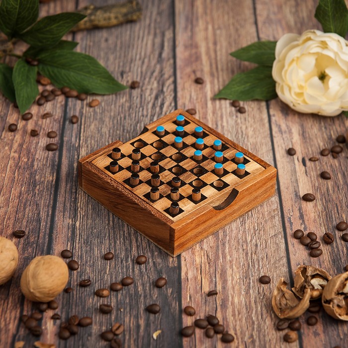 Игра дерево "Шашки" 11,5х11,5х3,5 см