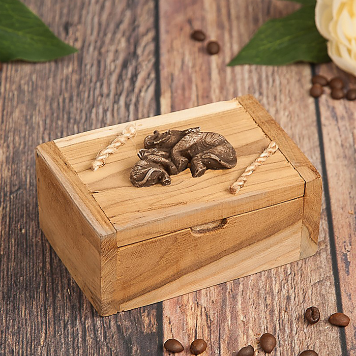 Шкатулка дерево "Слоны на белом" 11,5х8х6 см