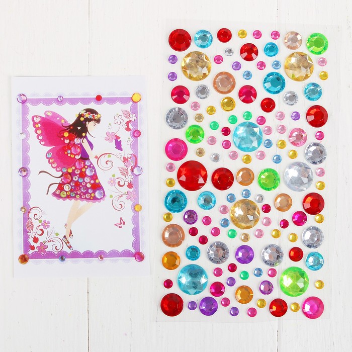 Аппликация круглыми стразами "Девочка с крыльями"