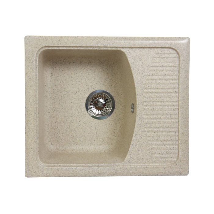 Мойка кухонная из мрамора Fosto КМ 55-46 SGA-300, цвет песочный пляж с сушкой