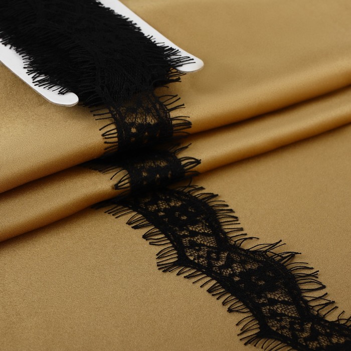 Кружево реснички, 50мм, 9±1м, в бобине 3 ленты, каждая по 3 метра, цвет чёрный