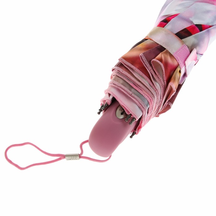 Зонт автоматический "Цветы, R=52см, цвет розовый