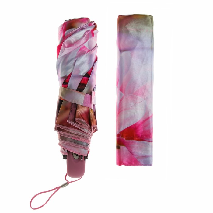 Зонт автоматический "Цветы, R=52см, цвет розовый