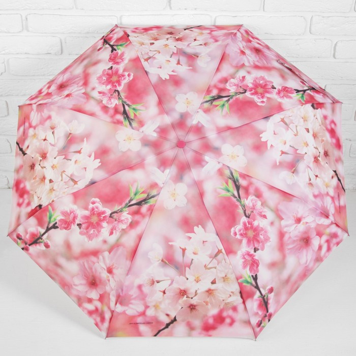 Зонт автоматический "Цветы", R=50см, цвет розовый