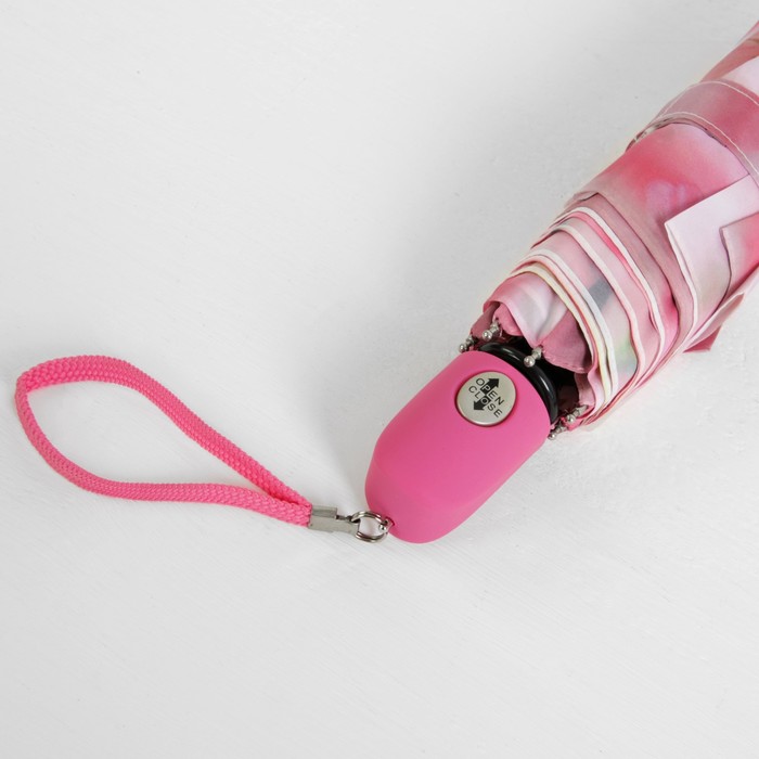 Зонт автоматический "Цветы", R=50см, цвет розовый