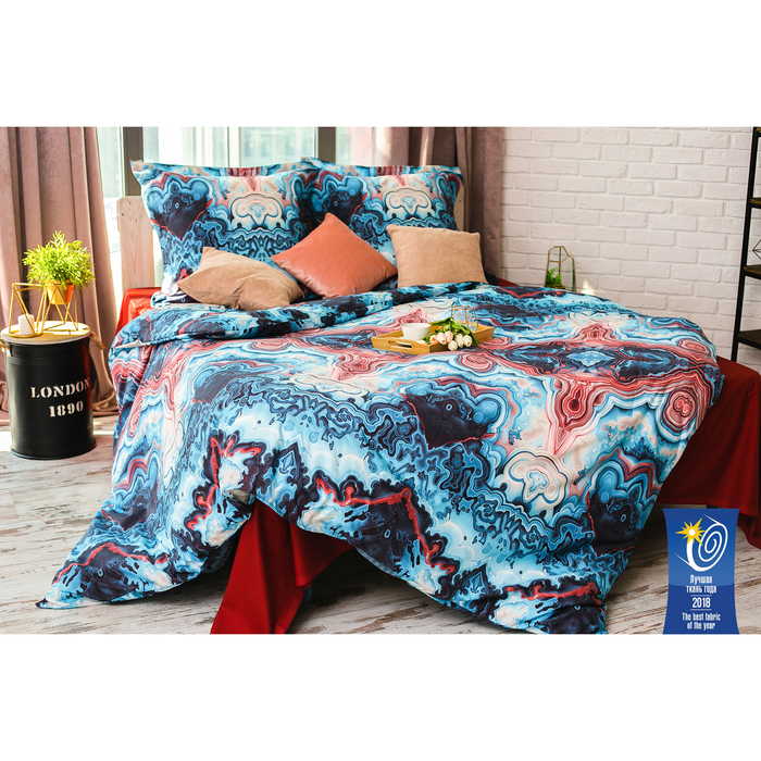 Постельное бельё «Этель» Агат, евро, 205 × 225 см. 240 × 260 см. 70 × 70 (+5) см., 2 шт., хлопок 100 %, перкаль