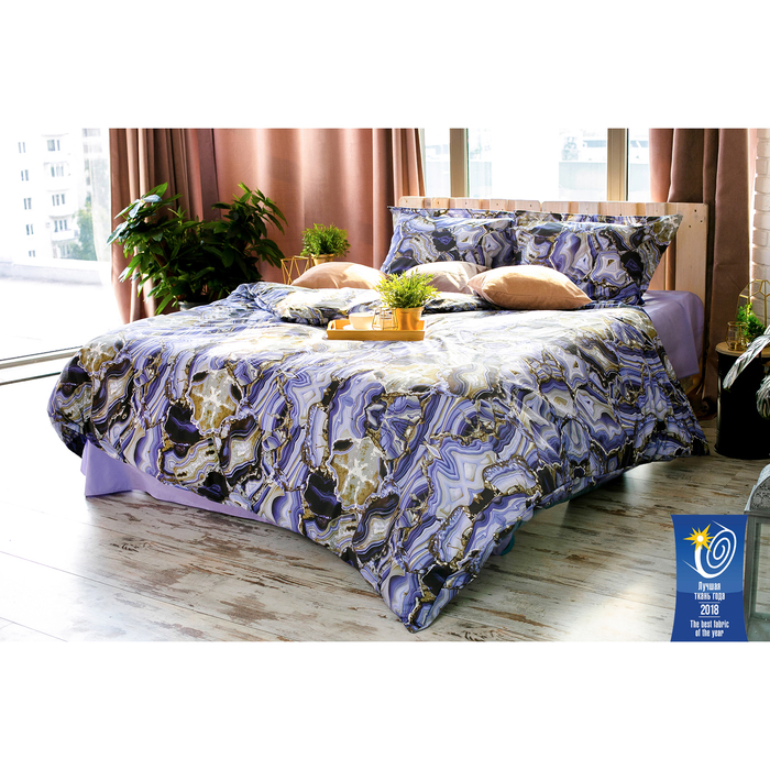 Постельное бельё "Этель" евро Сапферин 205х225 см. 240х260 см. 50х70+5 см. - 2 шт., 100% хлопок, перкаль